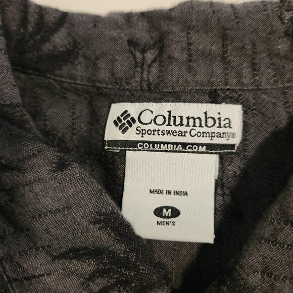 Columbia Hawaiian Floral Fish Print Button Up Black Short Sleeve Mens Medium - Picture 7 of 10